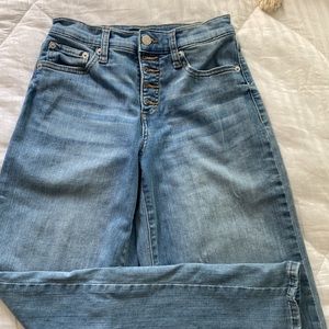 Banana Republic - wide leg pant with button up fly closure. light denim wash